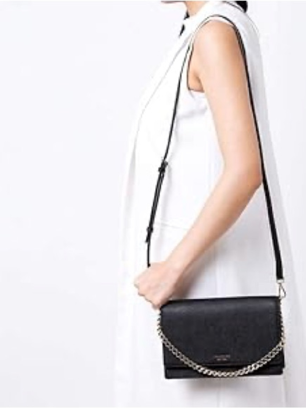 Kate Spade Cameron Saffiano Convertible Shoulder/Crossbody Bag w Silver Chain